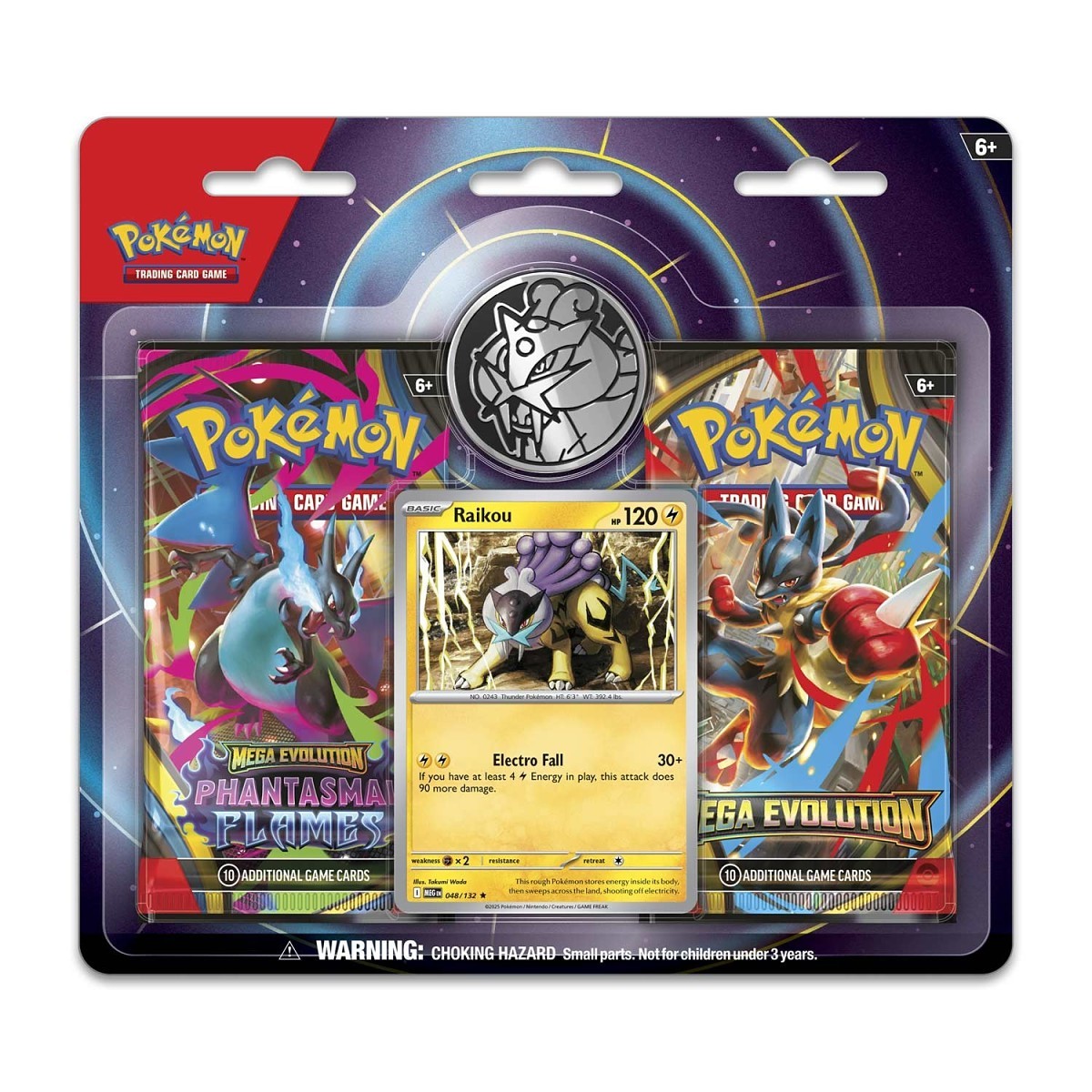 Pokemon TCG: Raikou Card, Coin & 2 Booster Packs