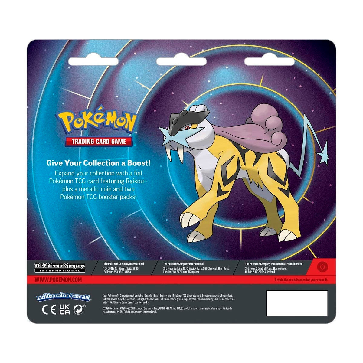 Pokemon TCG: Raikou Card, Coin & 2 Booster Packs
